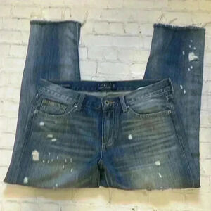 Lucky brand, sienna slim boyfriend cropped Raw hem denim